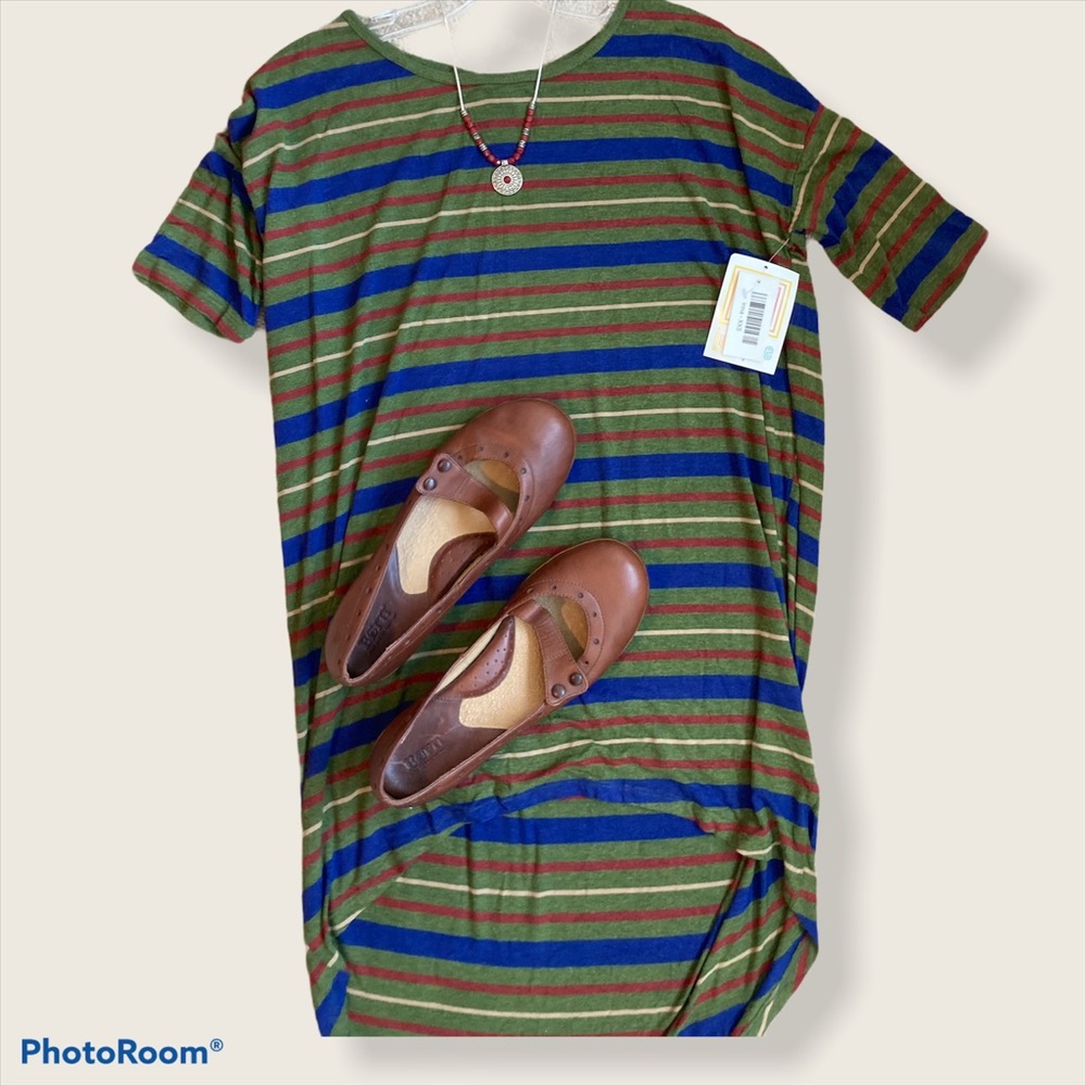 Greens and Blue Stripes Blue Irma XXS NWT